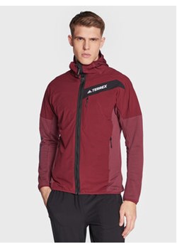adidas Polar Techrock Flooce Wind Hooded Jacket H55941 Czerwony ze sklepu MODIVO w kategorii Kurtki męskie - zdjęcie 152524501