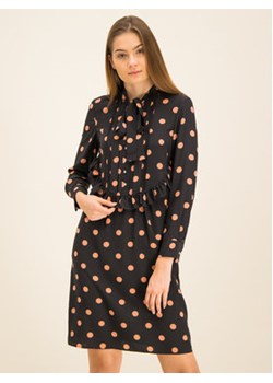 Tory Burch Sukienka koszulowa Printed Ruffle Bow Dress 61697 Czarny Regular Fit ze sklepu MODIVO w kategorii Sukienki - zdjęcie 152525772