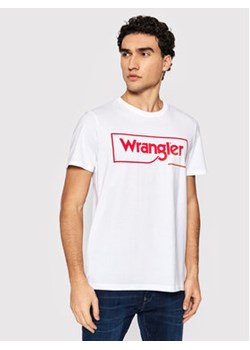 Wrangler T-Shirt Frame Logo W7H3D3989 Biały Regular Fit ze sklepu MODIVO w kategorii T-shirty męskie - zdjęcie 152531263