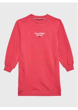 Tommy Hilfiger Sukienka dzianinowa Graphic KG0KG07007 M Różowy Relaxed Fit ze sklepu MODIVO w kategorii Sukienki dziewczęce - zdjęcie 152548142