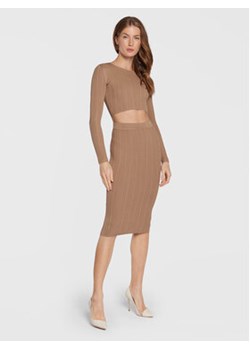 Elisabetta Franchi Sukienka dzianinowa AM-83S-27E2-V390 Brązowy Slim Fit ze sklepu MODIVO w kategorii Sukienki - zdjęcie 152574954