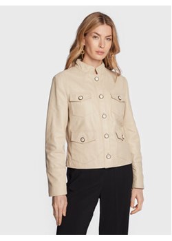 Pinko Kurtka skórzana 100432 Y6CR Beżowy Regular Fit ze sklepu MODIVO w kategorii Kurtki damskie - zdjęcie 152600124