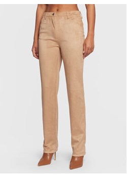 Guess Spodnie materiałowe Kelly W3RA0M WE0L0 Beżowy Straight Fit ze sklepu MODIVO w kategorii Spodnie damskie - zdjęcie 152605901