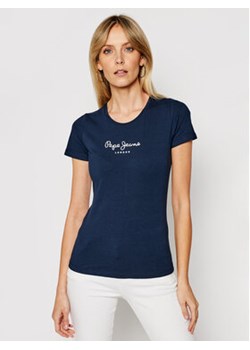 Pepe Jeans T-Shirt PL502711 Granatowy Slim Fit ze sklepu MODIVO w kategorii Bluzki damskie - zdjęcie 152616982