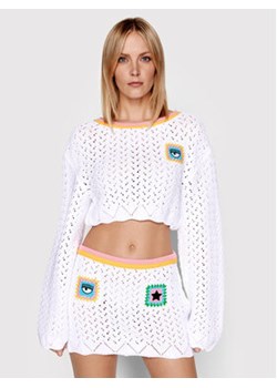 Chiara Ferragni Sweter 72CBFM07 Biały Regular Fit ze sklepu MODIVO w kategorii Swetry damskie - zdjęcie 152621013