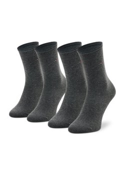 Tommy Hilfiger Zestaw 2 par wysokich skarpet damskich 371221 Szary ze sklepu MODIVO w kategorii Skarpetki damskie - zdjęcie 152633444