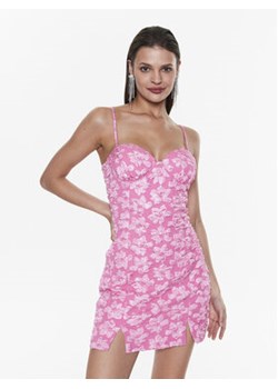 ROTATE Sukienka koktajlowa Jacquard Flower RT2396 Różowy Slim Fit ze sklepu MODIVO w kategorii Sukienki - zdjęcie 152641334