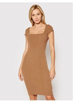 Guess Sukienka dzianinowa Charlotte W1YK85 Z2U00 Brązowy Slim Fit ze sklepu MODIVO w kategorii Sukienki - zdjęcie 152665200