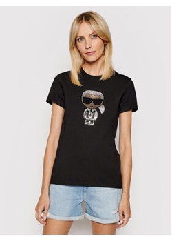 KARL LAGERFELD T-Shirt Ikonik Rhinestone Karl 210W1726 Czarny Regular Fit ze sklepu MODIVO w kategorii Bluzki damskie - zdjęcie 152673253