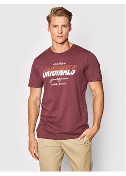 Jack&Jones T-Shirt Splits 12195760 Bordowy Standard Fit ze sklepu MODIVO w kategorii T-shirty męskie - zdjęcie 152673423