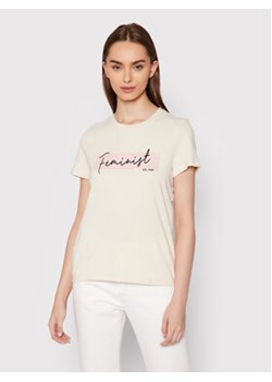 Vero Moda T-Shirt Feminist 10262918 Beżowy Regular Fit ze sklepu MODIVO w kategorii Bluzki damskie - zdjęcie 152682521