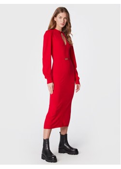 TWINSET Sukienka dzianinowa 222TT3192 Czerwony Slim Fit ze sklepu MODIVO w kategorii Sukienki - zdjęcie 152685613