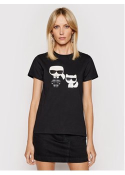 KARL LAGERFELD T-Shirt Ikonik & Choupette 210W1724 Czarny Regular Fit ze sklepu MODIVO w kategorii Bluzki damskie - zdjęcie 152689583
