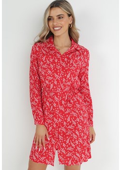 Czerwona Koszulowa Sukienka Mini z Wiskozy Aphrorena ze sklepu Born2be Odzież w kategorii Sukienki - zdjęcie 152695293