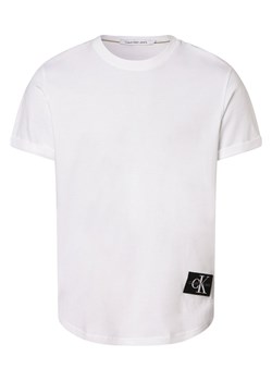 Calvin Klein Jeans T-shirt męski Mężczyźni Bawełna biały jednolity ze sklepu vangraaf w kategorii T-shirty męskie - zdjęcie 152696372