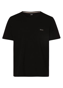BOSS Męska koszulka od piżamy Mężczyźni Bawełna czarny jednolity ze sklepu vangraaf w kategorii Piżamy męskie - zdjęcie 152697511