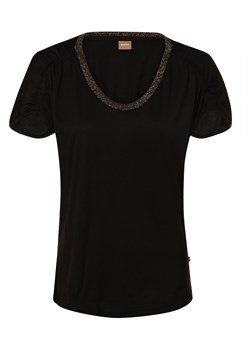 BOSS T-shirt damski Kobiety Sztuczne włókno czarny jednolity ze sklepu vangraaf w kategorii Bluzki damskie - zdjęcie 152698572
