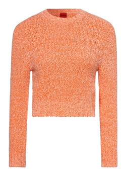 HUGO Sweter damski Kobiety Sztuczne włókno pomarańczowy marmurkowy ze sklepu vangraaf w kategorii Swetry damskie - zdjęcie 152699733