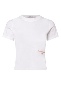Calvin Klein Jeans T-shirt damski Kobiety Bawełna biały jednolity ze sklepu vangraaf w kategorii Bluzki damskie - zdjęcie 152700044