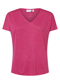 Vila T-shirt damski Kobiety Sztuczne włókno wyrazisty róż jednolity ze sklepu vangraaf w kategorii Bluzki damskie - zdjęcie 152701860