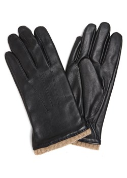 eem Skórzane rękawiczki Mężczyźni skóra czarny jednolity ze sklepu vangraaf w kategorii Rękawiczki męskie - zdjęcie 152702544