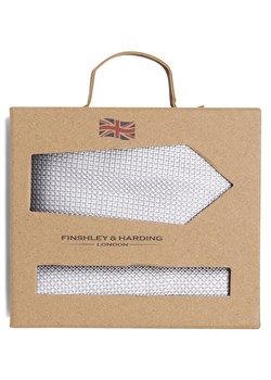 Finshley & Harding London Krawat i poszetka z jedwabiu Mężczyźni Jedwab jasny szary wypukły wzór tkaniny ze sklepu vangraaf w kategorii Krawaty - zdjęcie 152703803