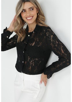 Czarna Koronkowa Koszula Zapinana Analeta ze sklepu Born2be Odzież w kategorii Koszule damskie - zdjęcie 152705243