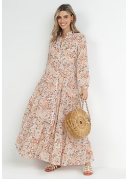 Ciemnoróżowa Rozkloszowana Sukienka Koszulowa Maxi Zalest ze sklepu Born2be Odzież w kategorii Sukienki - zdjęcie 152902100