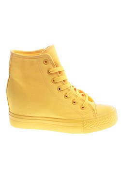 Żółte trampki sneakersy na koturnie /E9-3 13543 T231/ ze sklepu Pantofelek24.pl Jacek Włodarczyk w kategorii Trampki damskie - zdjęcie 152905561