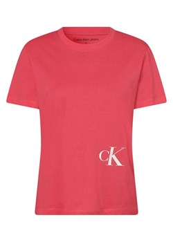 Calvin Klein Jeans T-shirt damski Kobiety Bawełna wyrazisty róż jednolity ze sklepu vangraaf w kategorii Bluzki damskie - zdjęcie 152911792