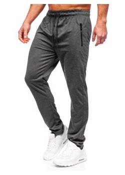 Grafitowe spodnie męskie dresowe Denley JX6115 ze sklepu Denley w kategorii Spodnie męskie - zdjęcie 152915020