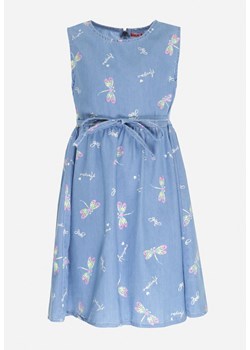 Niebieska Sukienka Bawełniana z Wiązanym Paskiem Yalephne ze sklepu Born2be Odzież w kategorii Sukienki dziewczęce - zdjęcie 152930504