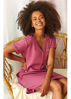 Doctor Nap Różowa koszula z haftowaną koroną TCB.4115.DOLCE_VITA, Kolor różowy, Rozmiar XL, Doctor Nap ze sklepu Intymna w kategorii Koszule nocne - zdjęcie 152934482