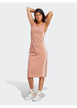 adidas Sukienka codzienna Adicolor Classics 3-Stripes Long Tank Dress IC5502 Brązowy Slim Fit ze sklepu MODIVO w kategorii Sukienki - zdjęcie 152948340