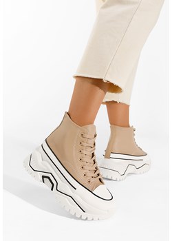 Khaki trampki wysokie damskie Pereiro ze sklepu Zapatos w kategorii Trampki damskie - zdjęcie 152994930