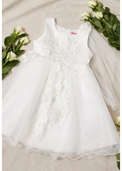 Biała Balowa Sukienka Ozdobiona Różami Perełkami i Tiulem Namiko ze sklepu Born2be Odzież w kategorii Sukienki dziewczęce - zdjęcie 153023552
