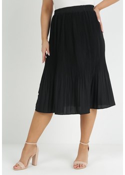 Czarna Plisowana Spódnica Midi z Gumką w Pasie Eustia ze sklepu Born2be Odzież w kategorii Spódnice - zdjęcie 153059864