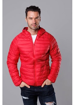 Pikowana kurtka męska z kapturem czerwona (HM112-5) ze sklepu goodlookin.pl w kategorii Kurtki męskie - zdjęcie 153061472