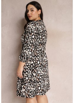 Czarna Kopertowa Sukienka w Fantazyjny Print Nihade ze sklepu Renee odzież w kategorii Sukienki - zdjęcie 153063434
