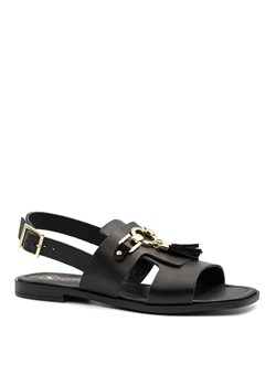 Czarne skórzane sandały 5LI380 ze sklepu NESCIOR w kategorii Sandały damskie - zdjęcie 153070012