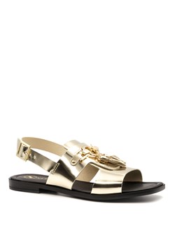 Złote skórzane sandały 5LI380 ze sklepu NESCIOR w kategorii Sandały damskie - zdjęcie 153070030