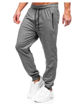 Antracytowe spodnie męskie joggery dresowe Denley JX6105 ze sklepu Denley w kategorii Spodnie męskie - zdjęcie 153088041