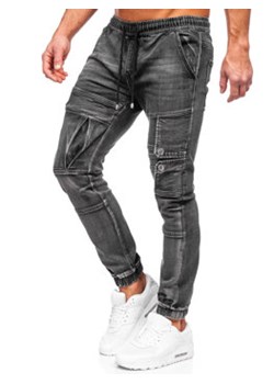 Czarne spodnie jeansowe joggery męskie Denley MP0067N ze sklepu Denley w kategorii Jeansy męskie - zdjęcie 153088043