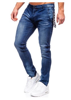 Granatowe spodnie jeansowe męskie slim fit Denley MP0091BS ze sklepu Denley w kategorii Jeansy męskie - zdjęcie 153088052