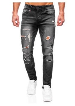 Czarne spodnie jeansowe męskie slim fit Denley MP0086N ze sklepu Denley w kategorii Jeansy męskie - zdjęcie 153088054