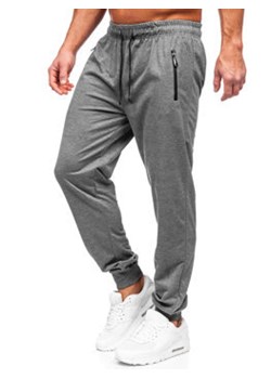 Antracytowe spodnie męskie joggery dresowe Denley JX6103 ze sklepu Denley w kategorii Spodnie męskie - zdjęcie 153088062