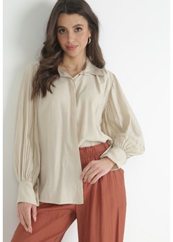 Jasnobeżowa Koszula z Plisowanymi Rękawami Pascala ze sklepu Born2be Odzież w kategorii Koszule damskie - zdjęcie 153135730