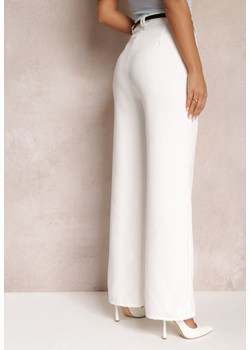 Białe Szerokie Spodnie z Paskiem z Imitacji Skóry Vortexi ze sklepu Renee odzież w kategorii Spodnie damskie - zdjęcie 153136074