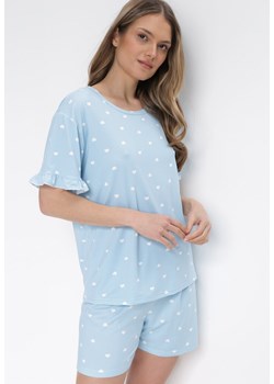 Niebieski 2-częściowy Komplet Piżamowy z T-shirtem i Szortami Brionne ze sklepu Born2be Odzież w kategorii Piżamy damskie - zdjęcie 153138383