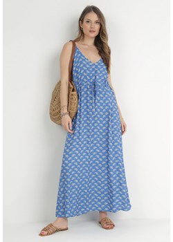 Niebieska Sukienka z Wiskozy na Ramiączkach Stephne ze sklepu Born2be Odzież w kategorii Sukienki - zdjęcie 153161443